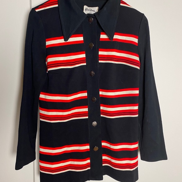 Vintage Fire Islander Jacket Med Red Stripe 70’s - Picture 1 of 7